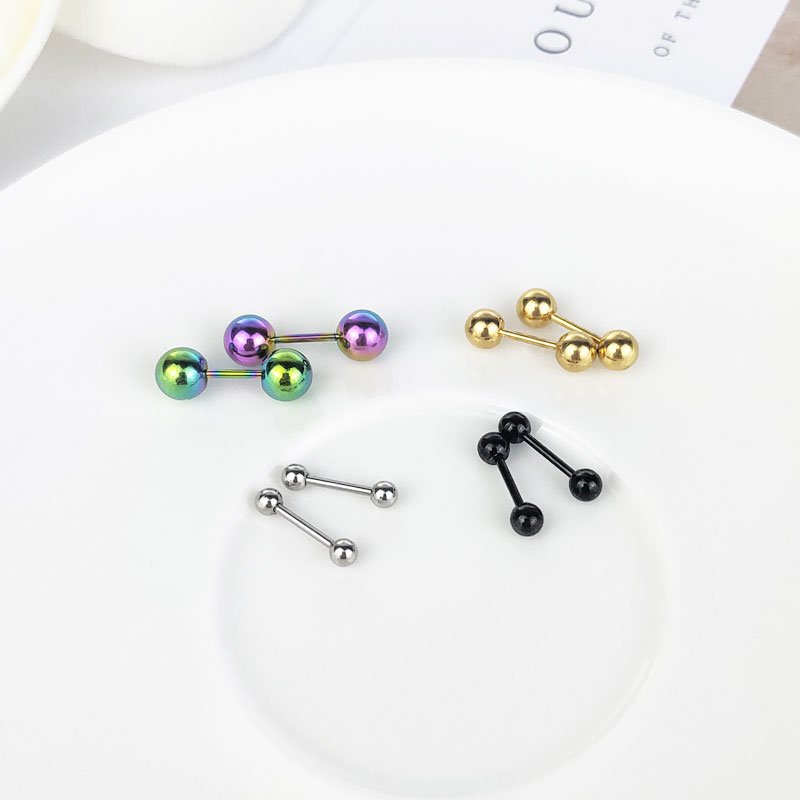 Steel ball, round ball, dumbbell, titanium steel ear studs, ear bone studs, non fading, non fading stainless steel bean ear studs