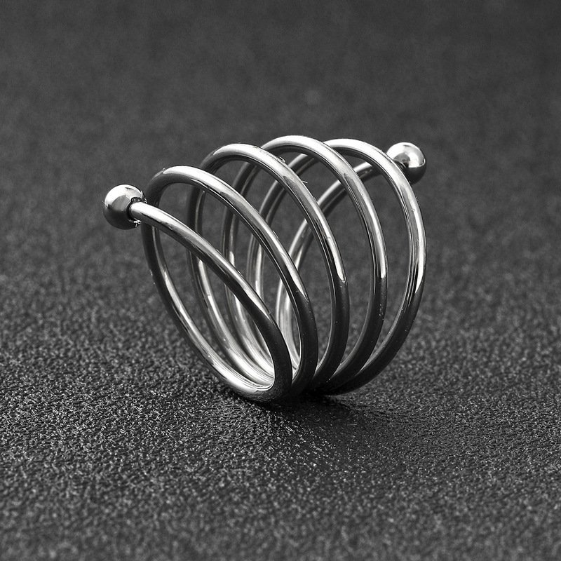 Supply new stainless steel jewelry personalized rings with multi-layer coils and steel balls titanium steel rings