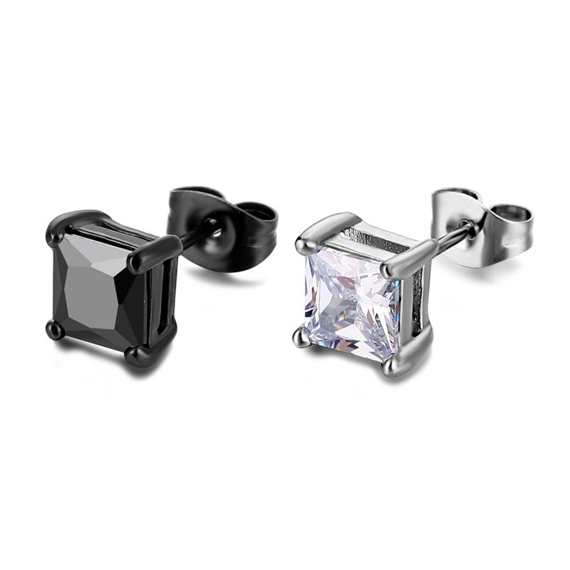 Titanium steel casting zircon earrings, stainless steel earrings, trendy and fashionable fine stud post earrings