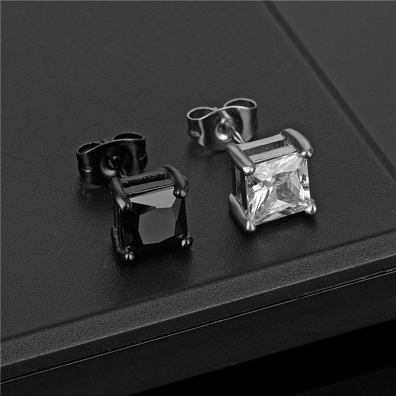 Titanium steel casting zircon earrings, stainless steel earrings, trendy and fashionable fine stud post earrings