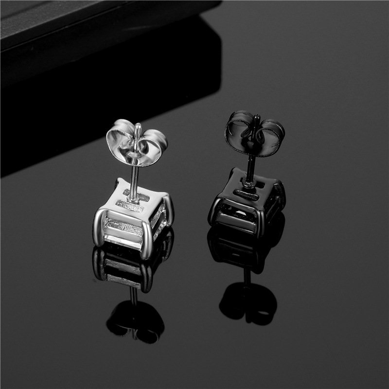 Titanium steel casting zircon earrings, stainless steel earrings, trendy and fashionable fine stud post earrings