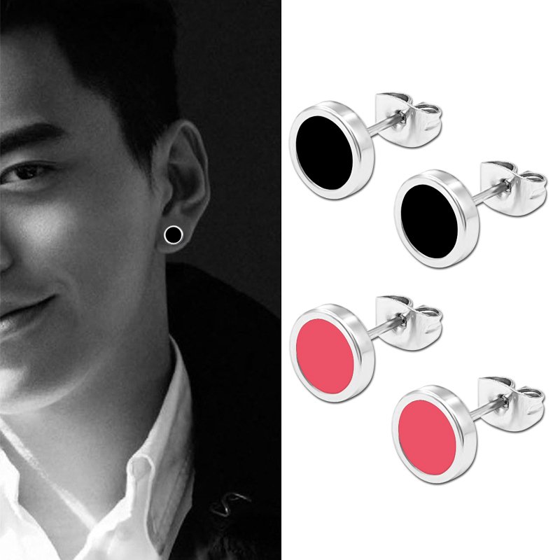 Titanium steel earrings for men 2021 new trend Japanese and Korean hip-hop single personality simple black feminine earrings