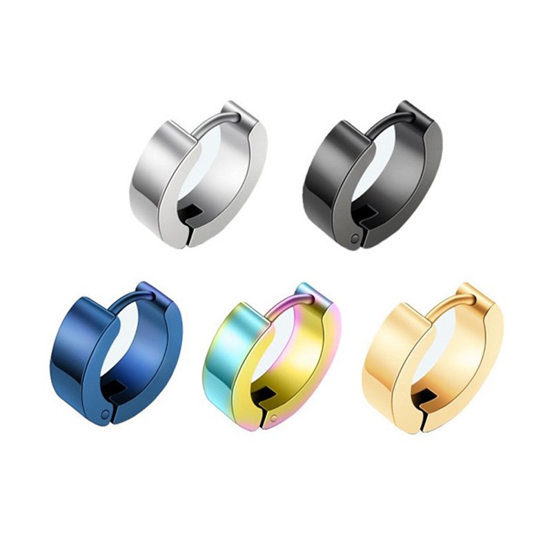 Titanium steel earrings for men, black earrings, Korean fashion earrings, single couple, double-sided ear buckles, ear rings, female