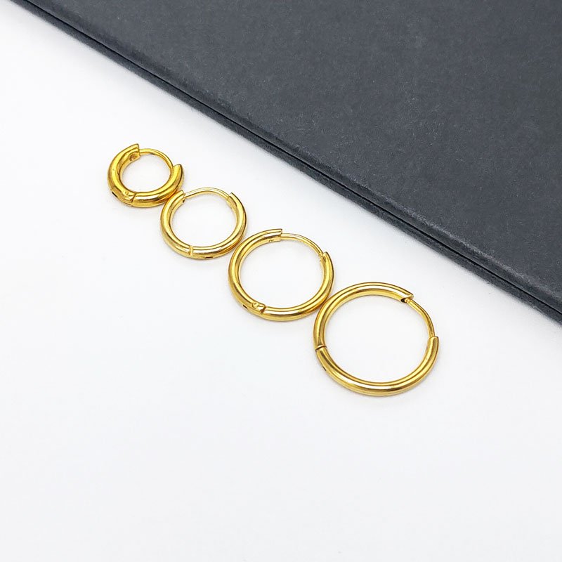 Titanium steel earrings for trendy men and women, small round earrings that do not fade, 1.6mm earrings, earrings, bone rings, gold, niche ear buckles