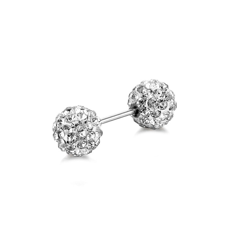 Titanium steel full diamond earrings dumbbell ear bone nails mud ball cochlear nails cartilage nails human puncture jewelry