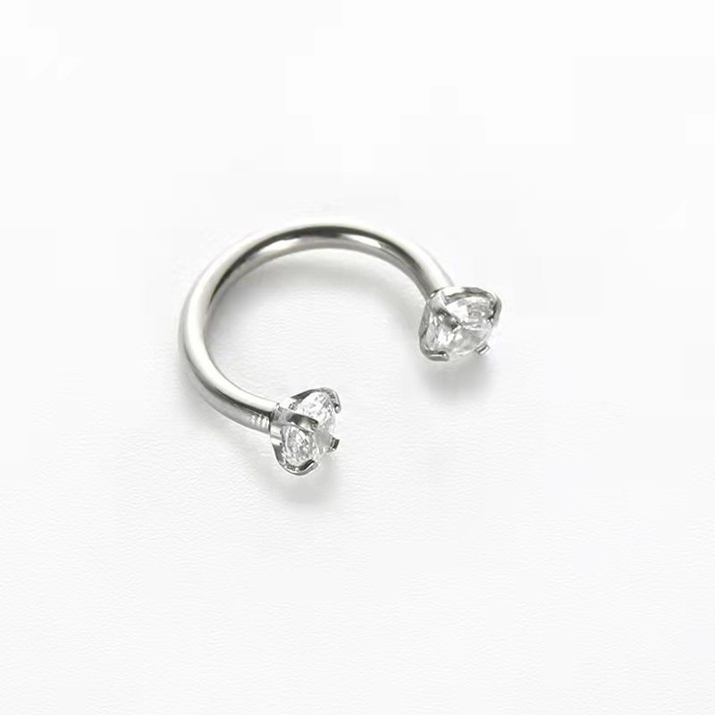 Titanium steel nose ring, lip ring, zircon stainless steel puncture jewelry, nose accessories, ear accessories, horseshoe rings, non fading earrings