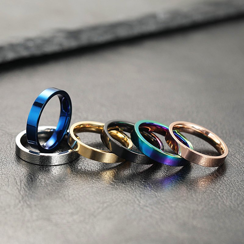 Titanium steel ring does not fade, niche design, 4mm glossy surface, plain ring, stainless steel jewelry, couple ring, female