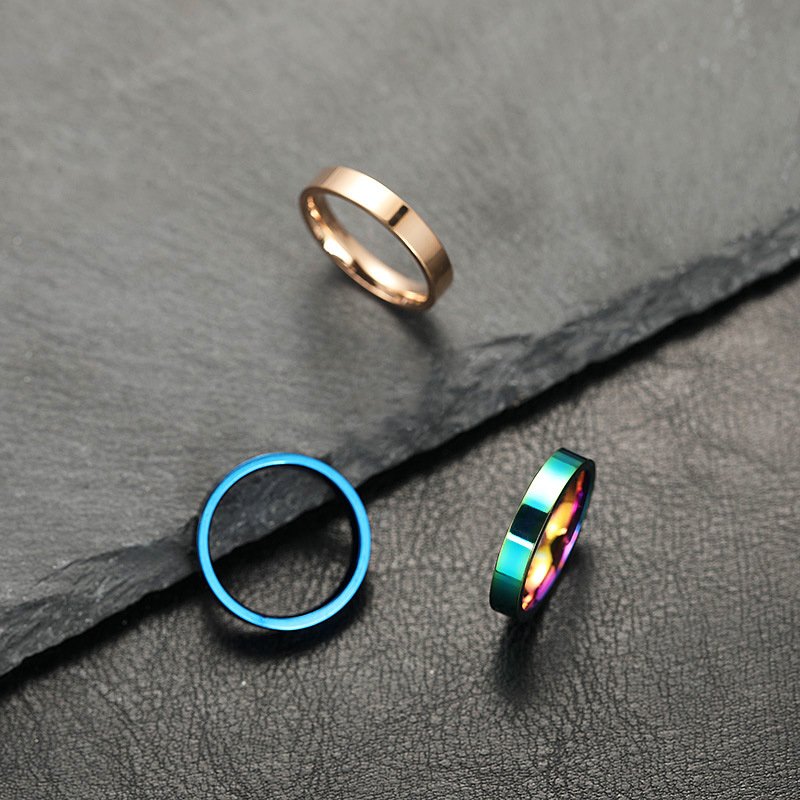 Titanium steel ring does not fade, niche design, 4mm glossy surface, plain ring, stainless steel jewelry, couple ring, female