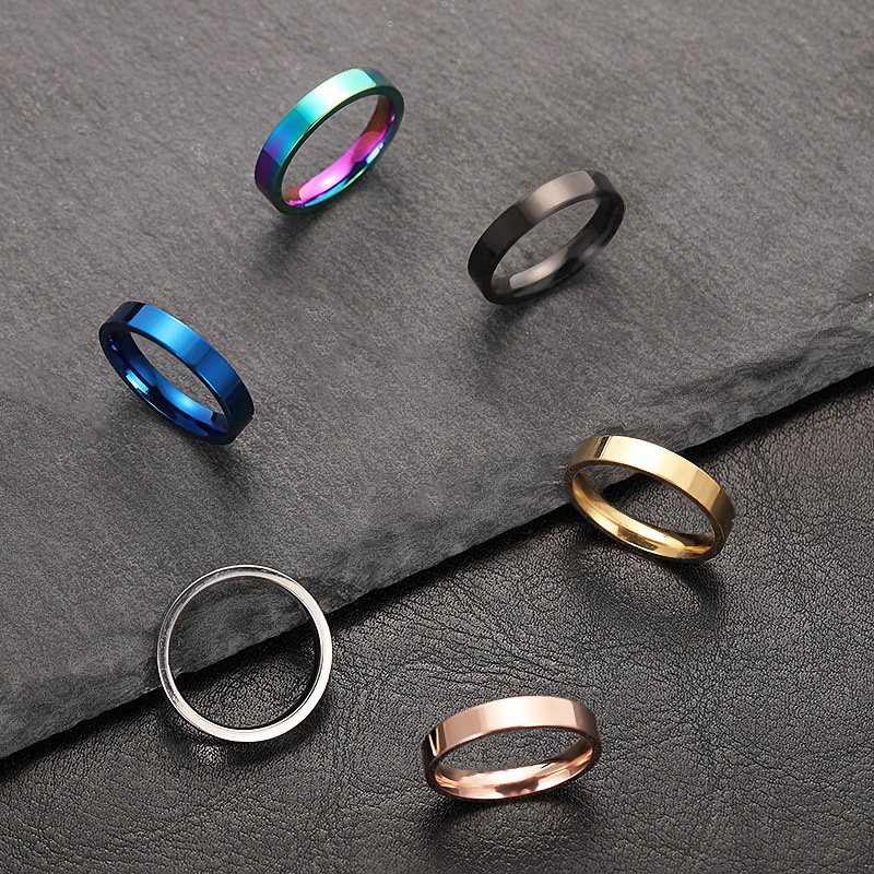 Titanium steel ring does not fade, niche design, 4mm glossy surface, plain ring, stainless steel jewelry, couple ring, female