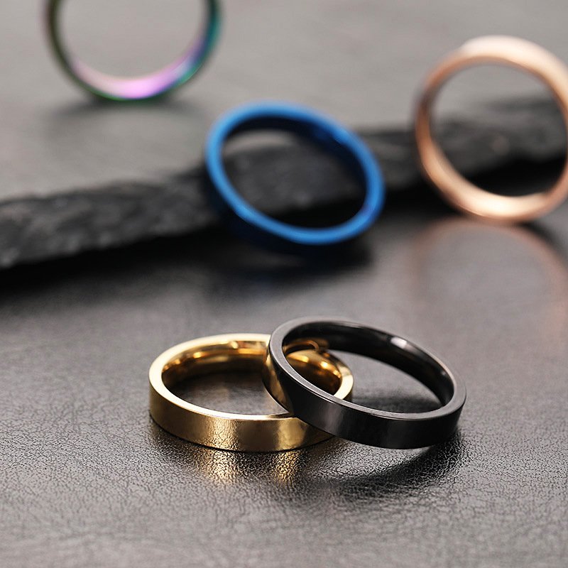 Titanium steel ring does not fade, niche design, 4mm glossy surface, plain ring, stainless steel jewelry, couple ring, female