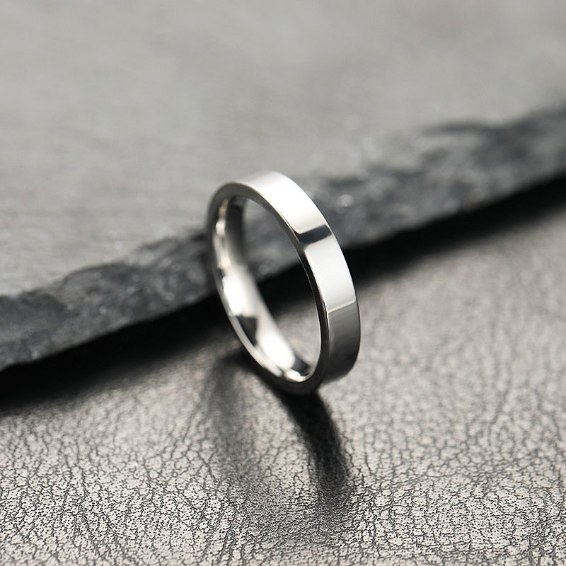 Titanium steel ring does not fade, niche design, 4mm glossy surface, plain ring, stainless steel jewelry, couple ring, female