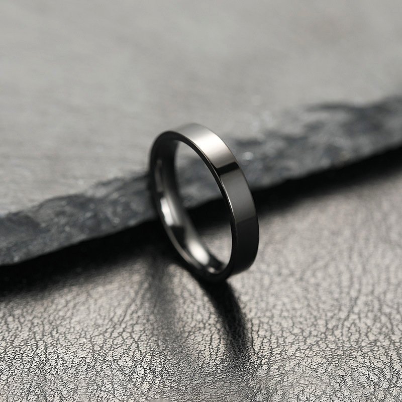 Titanium steel ring does not fade, niche design, 4mm glossy surface, plain ring, stainless steel jewelry, couple ring, female