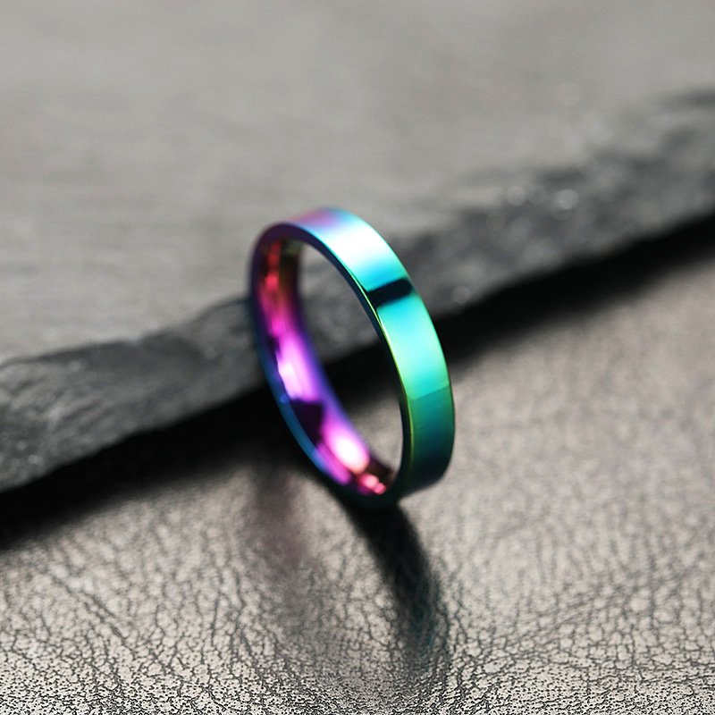 Titanium steel ring does not fade, niche design, 4mm glossy surface, plain ring, stainless steel jewelry, couple ring, female