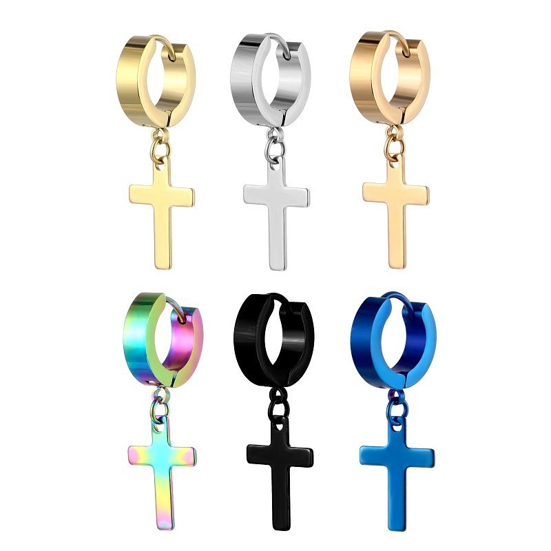 Titanium steel stainless steel ear buckle cross fashion ear studs earrings ear bone buckle ear accessories