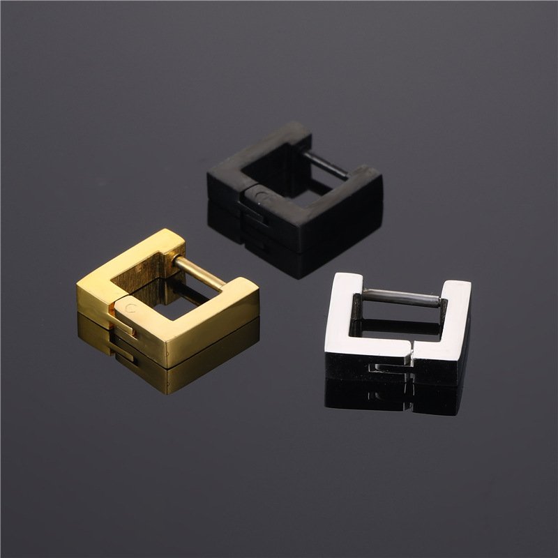 Titanium steel stainless steel square fashionable earrings, ear rings, ear buckles, ear studs, AliExpress preferred vacuum electroplating