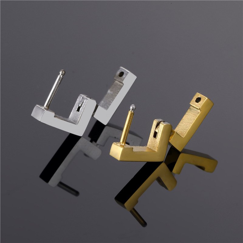 Titanium steel stainless steel square fashionable earrings, ear rings, ear buckles, ear studs, AliExpress preferred vacuum electroplating