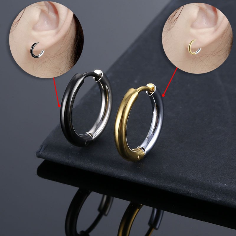 Titanium steel wire coil stainless steel earrings trendy accessories curved smooth titanium steel earrings round wire earrings