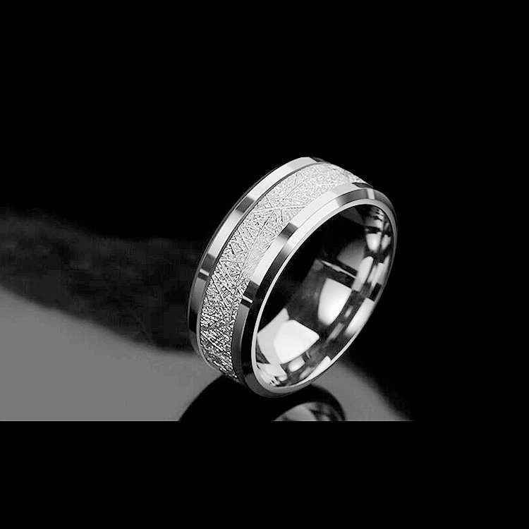 Wusong Silk Pattern Titanium Steel Ring Men's Trendy Ring European and American Fashion Stainless Steel Ring Jewelry