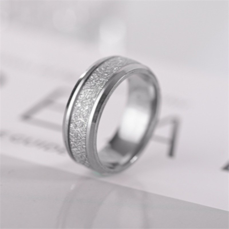 Wusong Silk Pattern Titanium Steel Ring Men's Trendy Ring European and American Fashion Stainless Steel Ring Jewelry