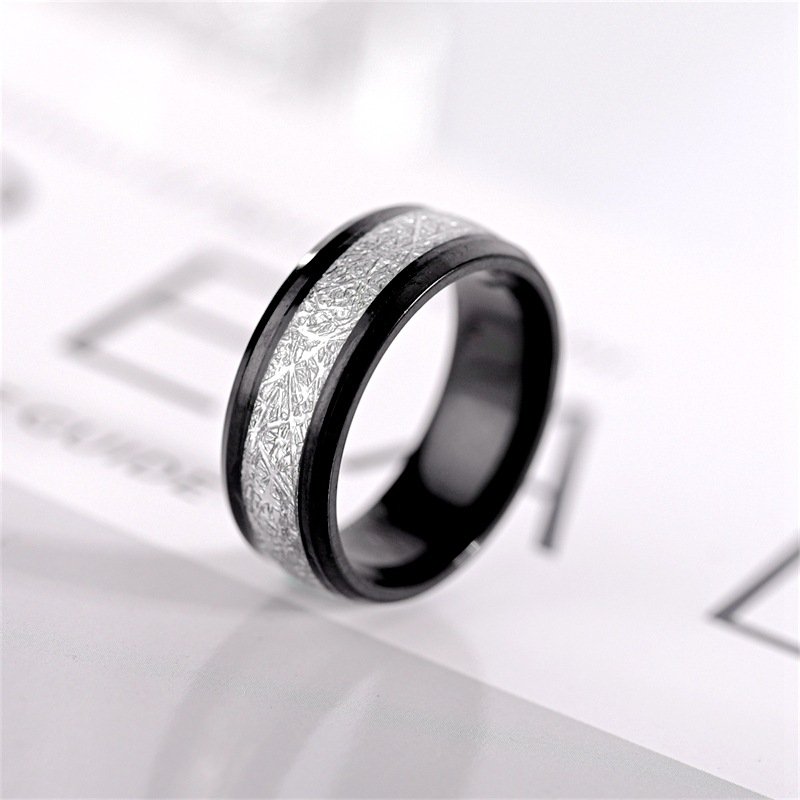 Wusong Silk Pattern Titanium Steel Ring Men's Trendy Ring European and American Fashion Stainless Steel Ring Jewelry