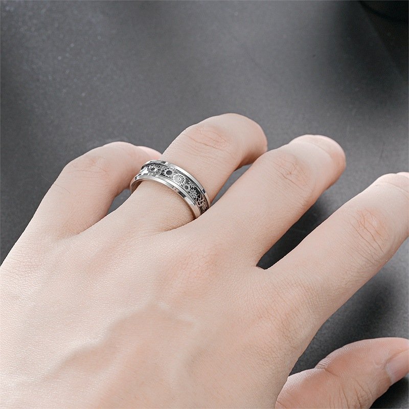 Xiyin New Titanium Steel Ring Men's Personalized Gear Ring Fashion Ring European and American Hand Jewelry