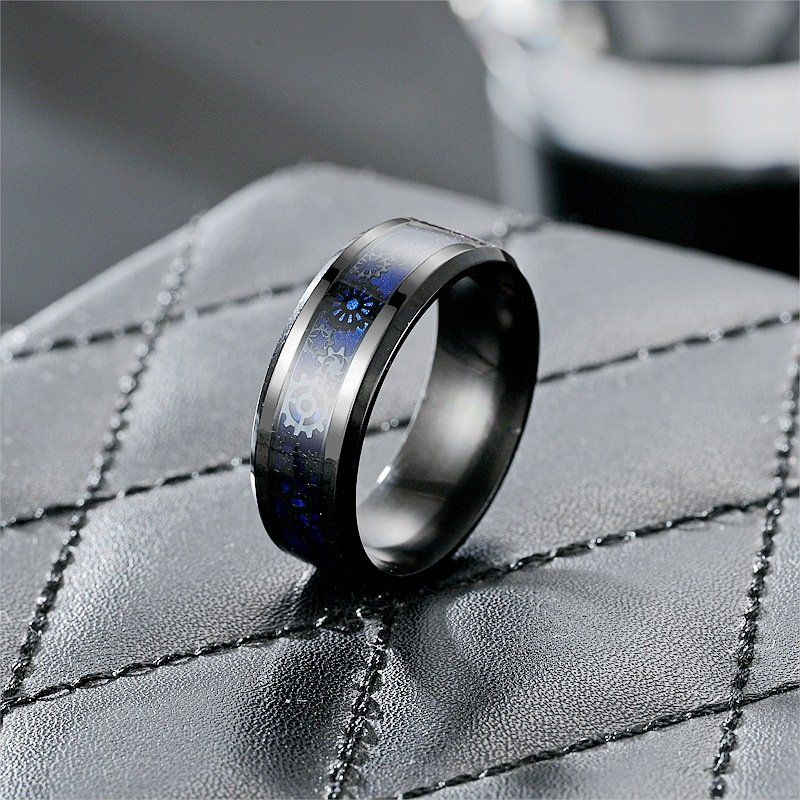 Xiyin New Titanium Steel Ring Men's Personalized Gear Ring Fashion Ring European and American Hand Jewelry