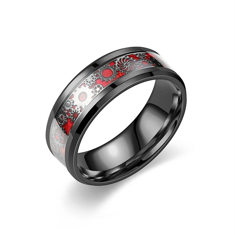 Xiyin New Titanium Steel Ring Men's Personalized Gear Ring Fashion Ring European and American Hand Jewelry