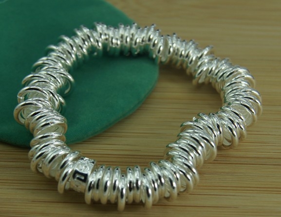 925 silver plated bracelet, women's multi loop elastic rope bracelet