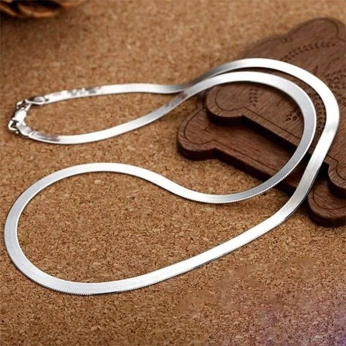 925 silver plated necklace 4mm blade chain men's necklace simple and fashionable European and American foreign trade jewelry source gifts