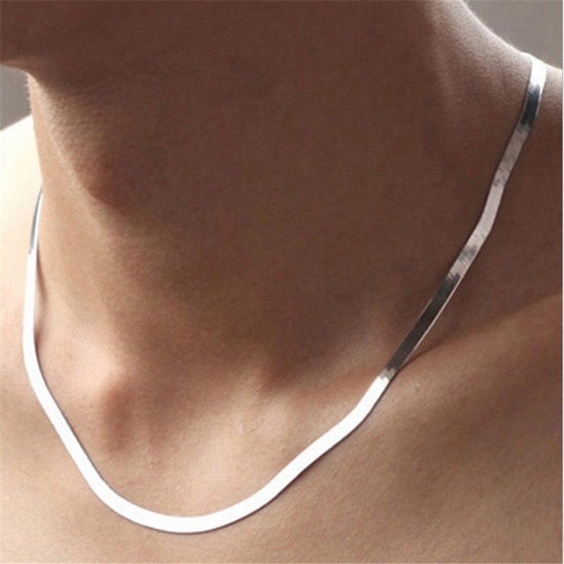 925 silver plated necklace 4mm blade chain men's necklace simple and fashionable European and American foreign trade jewelry source gifts