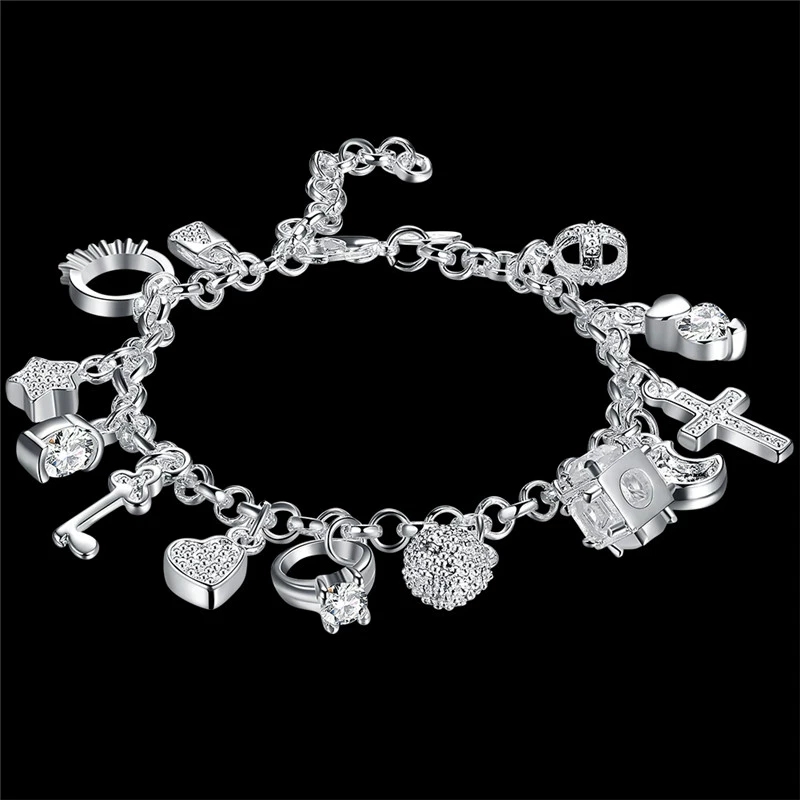 Bracelet Women S925 Silver Multi Pendant Bracelet Bracelet Girlfriend Handmade Fashion Charm Sweet First Accessory