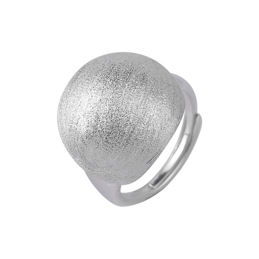 925 silver jewelry ring, women's round ball bubble exaggerated ring, all size open stainless steel brushed index finger ring, trendy accessory