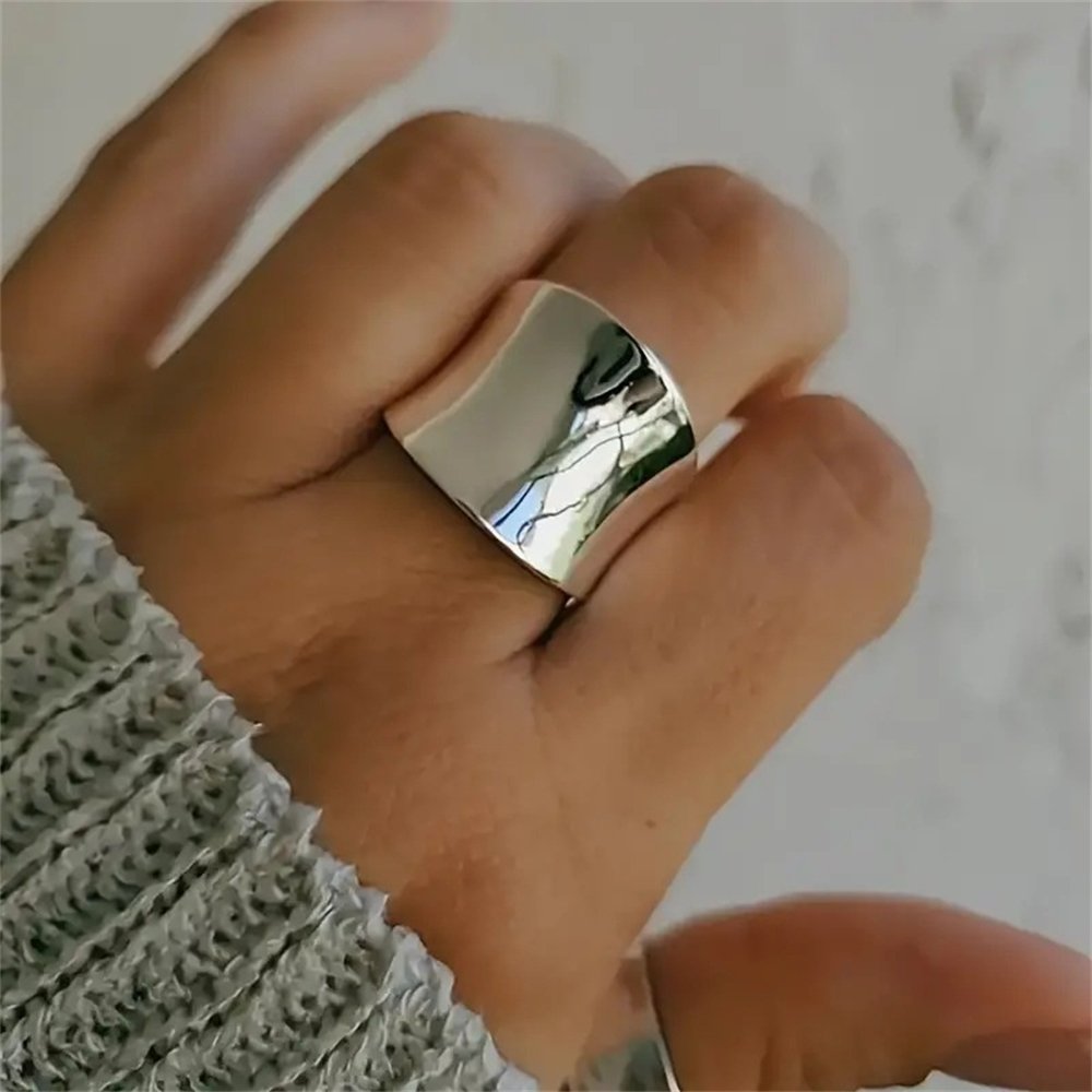 Men's ring smooth concave geometric thumb ring trendy men's niche design fashionable silver jewelry cross-border jewelry gift