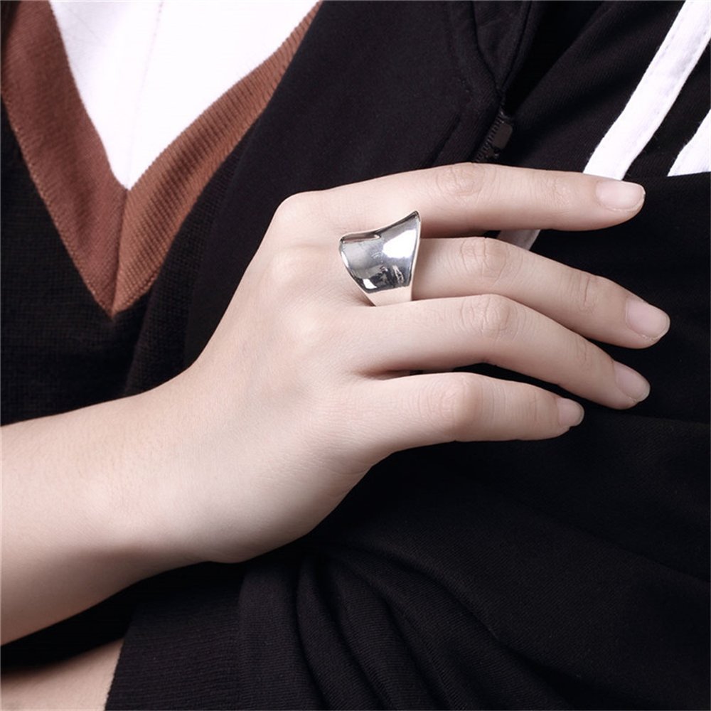 Men's ring smooth concave geometric thumb ring trendy men's niche design fashionable silver jewelry cross-border jewelry gift