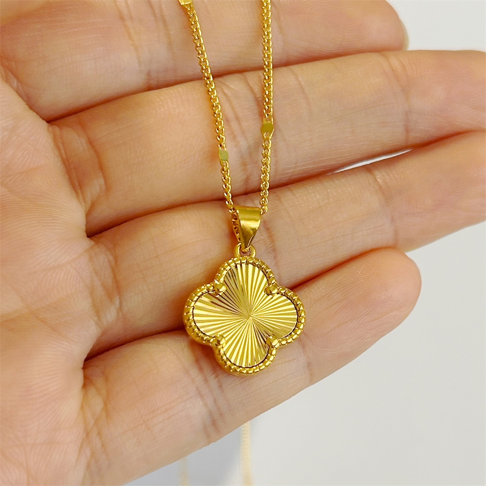 Necklace, women's sand gold plated real gold flower pendant, necklace, collarbone chain, fashionable and simple accessory that will not fade for a long time