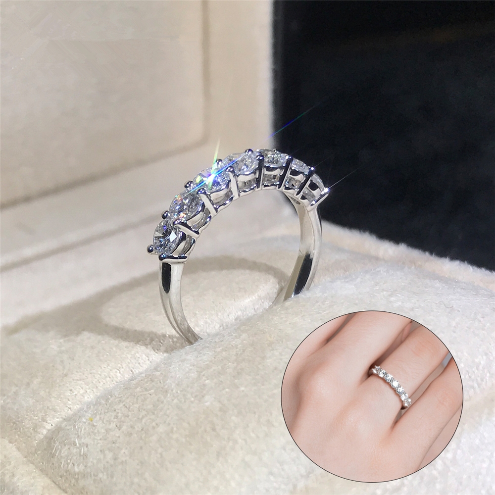 S925 Silver Ring, Women's Singles Row, Zircon Crystal Wedding Ring, Open Finger Ring, Niche Design, First Jewelry Gift