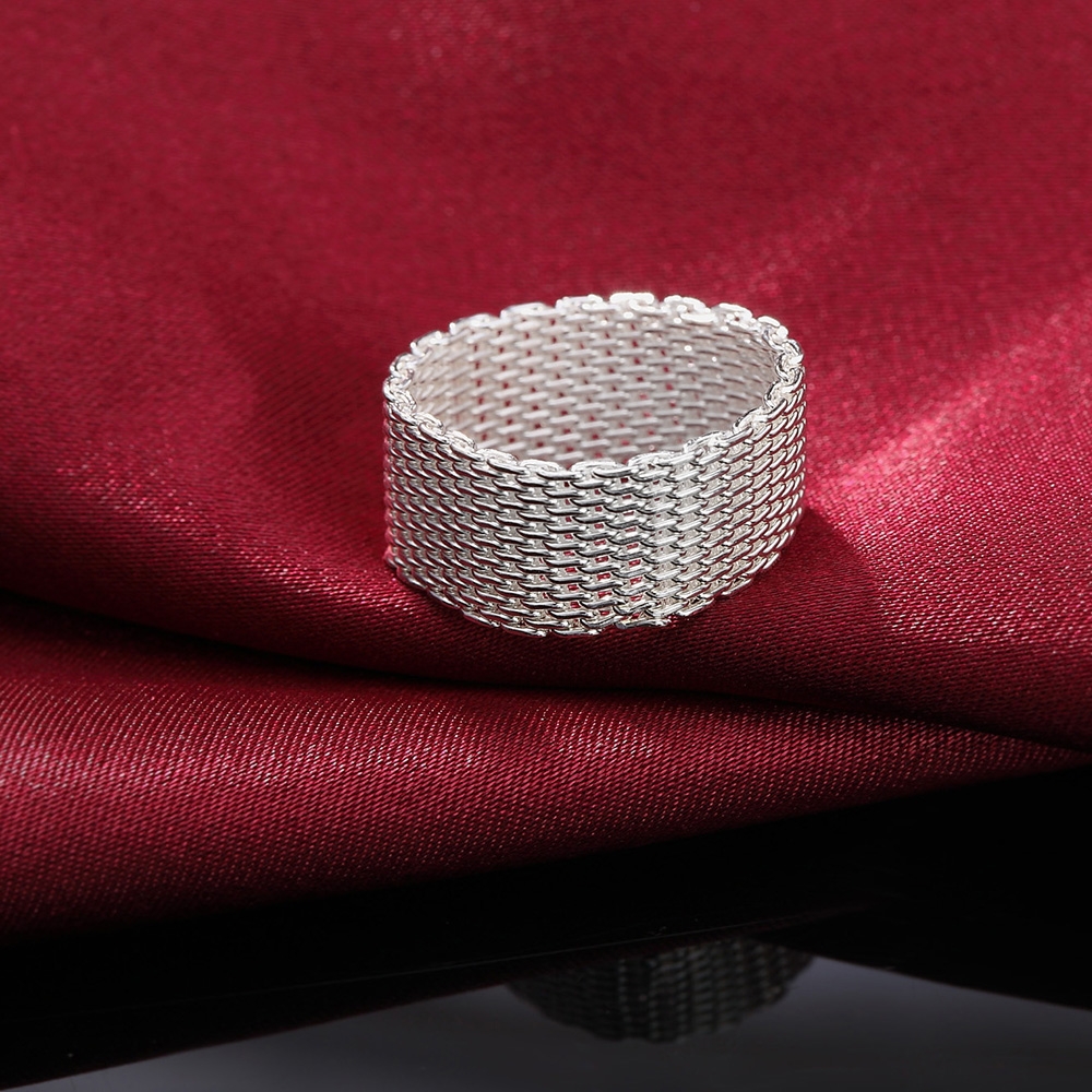 S925 ring women's pure silver mesh ring wedding ring foreign trade accessories fashionable and simple European and American ins niche design accessories