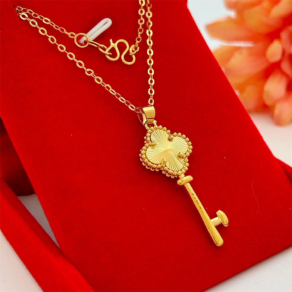 Sand gold necklace, female flower key pendant, collarbone chain, fashionable necklace, gold-plated Korean version