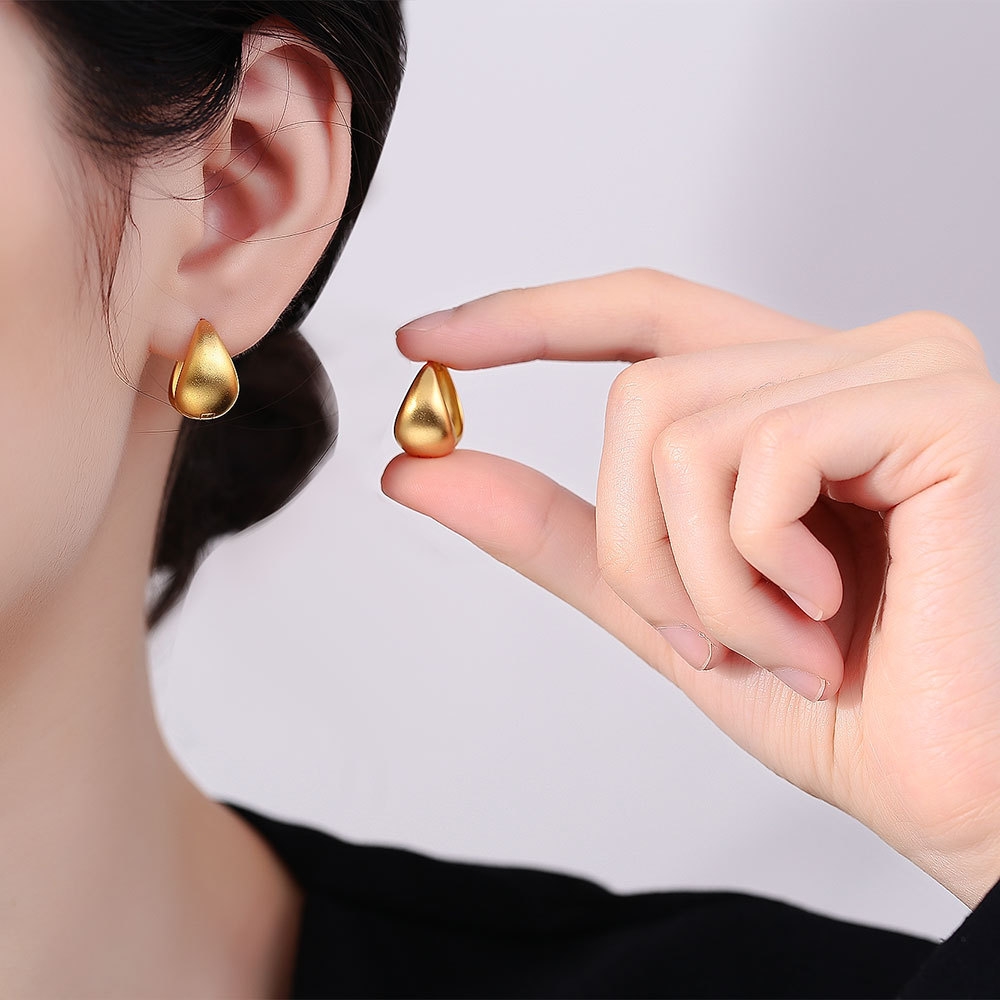 Sha Jin Xiao Ear Ring Women's Earrings Plated with True Golden Surface Water Drop Earrings, High end and Small niche Design, Foreign Trade Jewelry