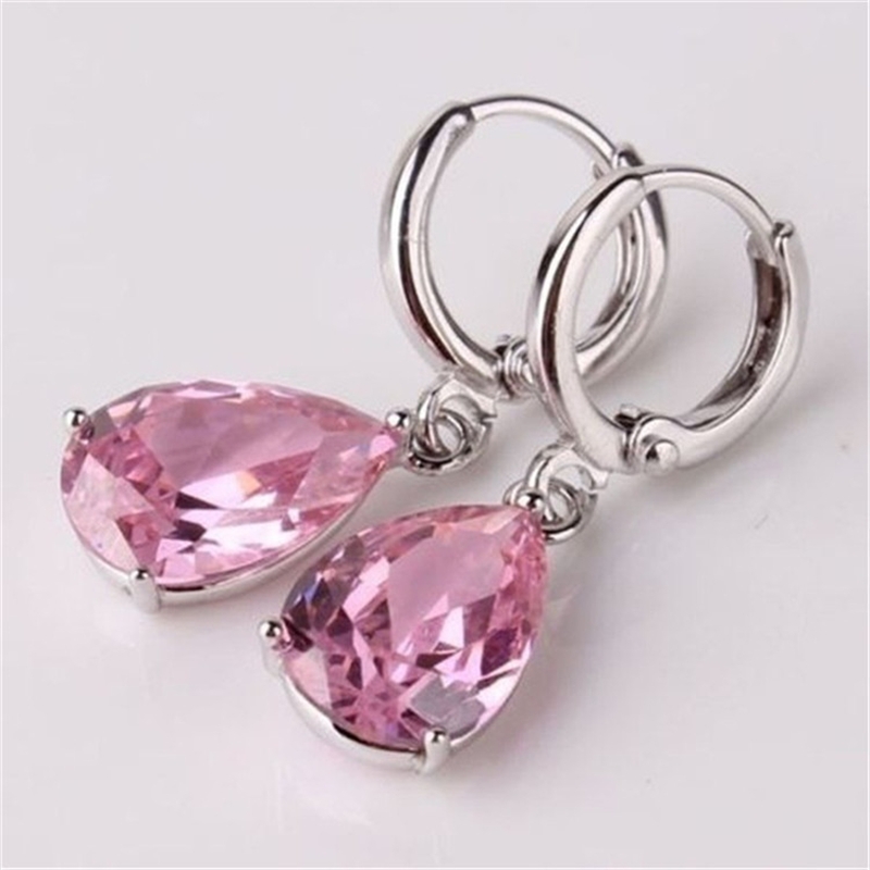 Silver earrings, women's teardrop shaped zircon crystal earrings, simple new fashion accessories, versatile accessories