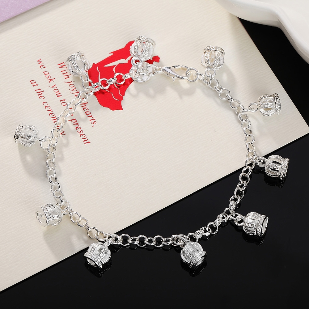 Small pendant bracelet, women's 925 silver plated bracelet, creative and personalized Japanese and Korean trendy jewelry, classic and popular foreign trade item