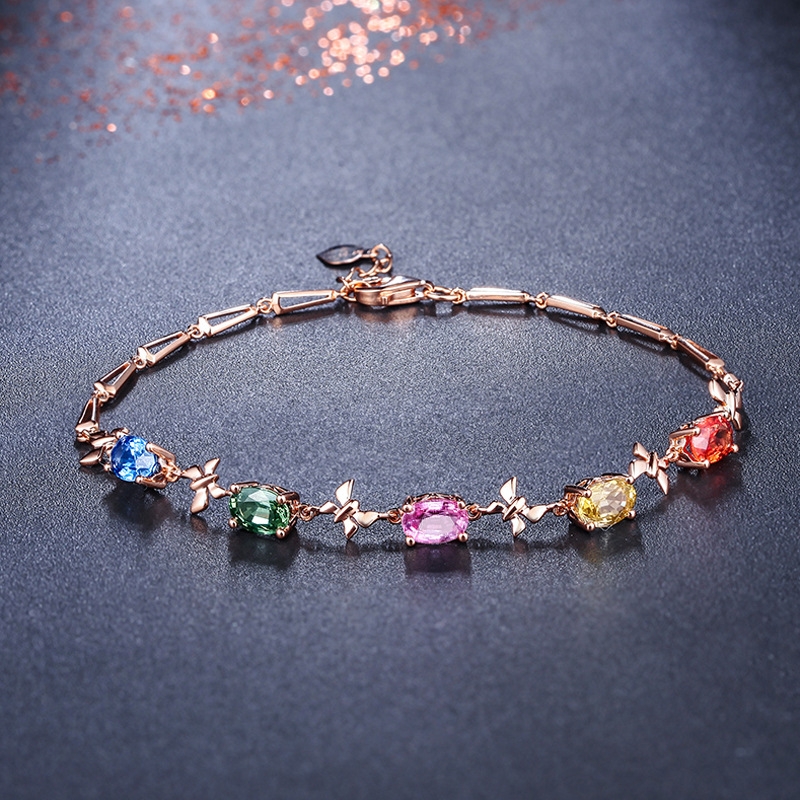 3.3-carat Colored Sapphire Bracelet for Women Plated with 18K Gold Colored Gemstone Bracelet