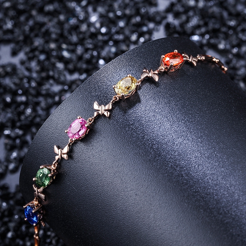 3.3-carat Colored Sapphire Bracelet for Women Plated with 18K Gold Colored Gemstone Bracelet