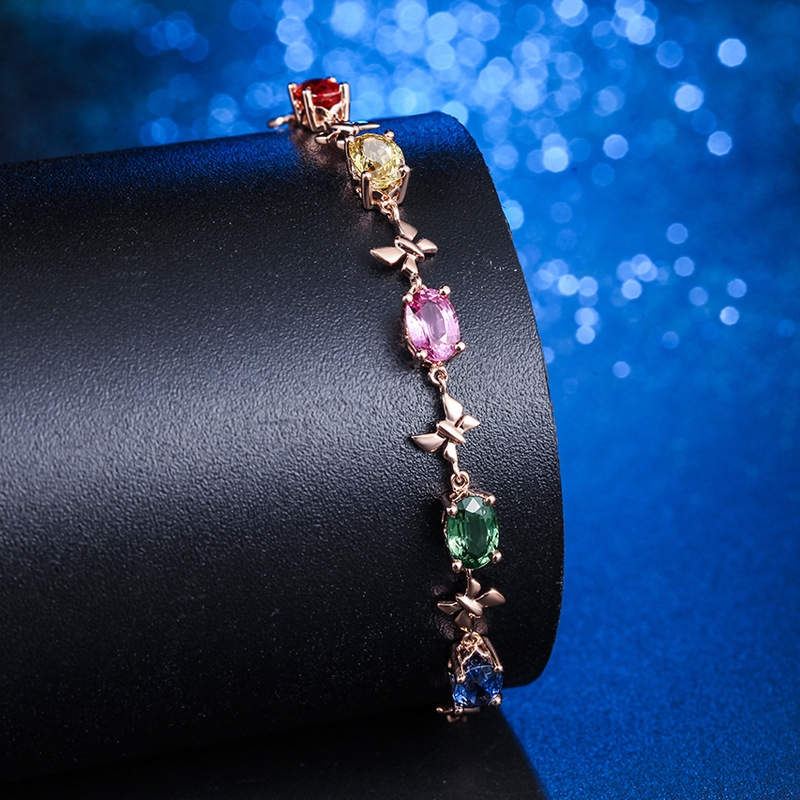 3.3-carat Colored Sapphire Bracelet for Women Plated with 18K Gold Colored Gemstone Bracelet