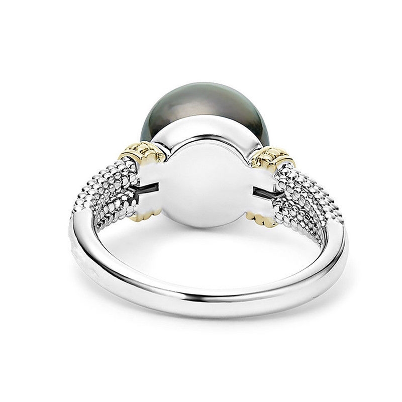 Gray pearl ring European and American wish circular 925 silver plated ring