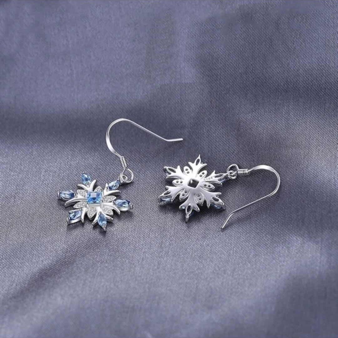 Light Blue Topaz Earrings European and American Fashion Women's Snowflake Earrings eBay Amazon Wish