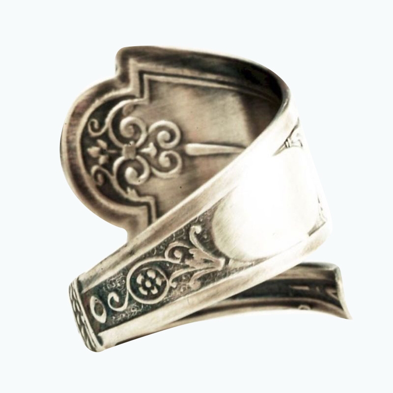 New retro Thai silver spoon ring for men, European and American angel Cupid music symbol retro ring for men