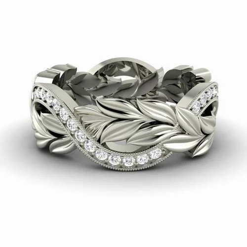 Wish Amazon Creative Cocktail Diamond Inlaid Rice Ear Flower Vine Ring European and American Women's Jewelry