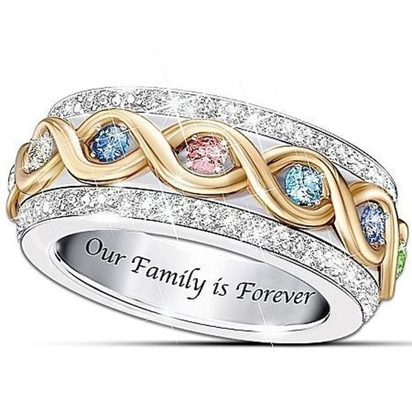 Wish's new 18k gold full diamond dual color ring, a forever family colored treasure ring from Europe and America