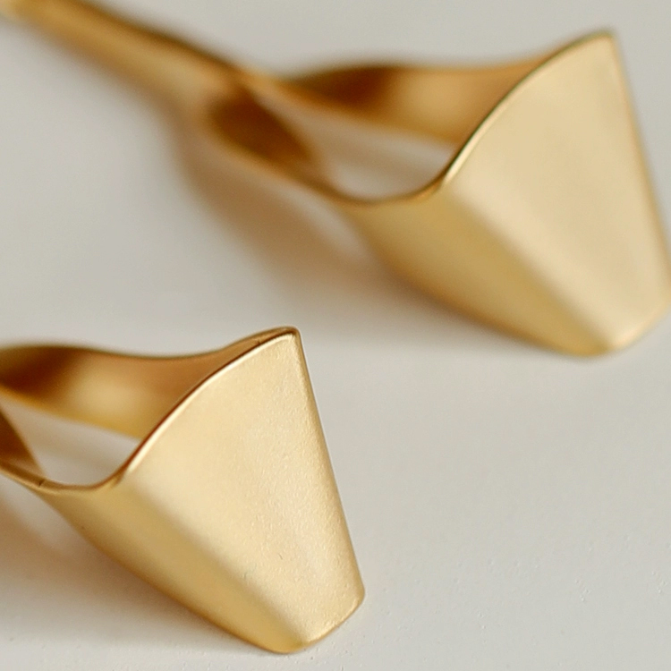 18K matte gold European and American triangle geometric retro earrings, simple long earrings S925 silver